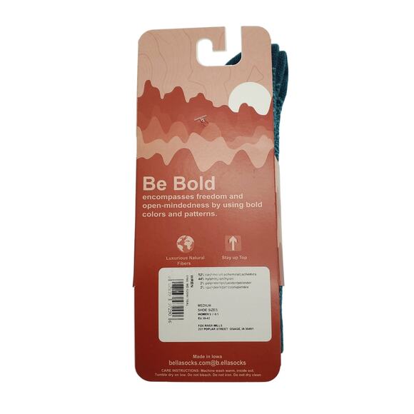 B.Ella 52% Cashmere Wren Crew Socks TEAL Women's 7-9.5 M Cozy Warm Luxury - Picture 3 of 4